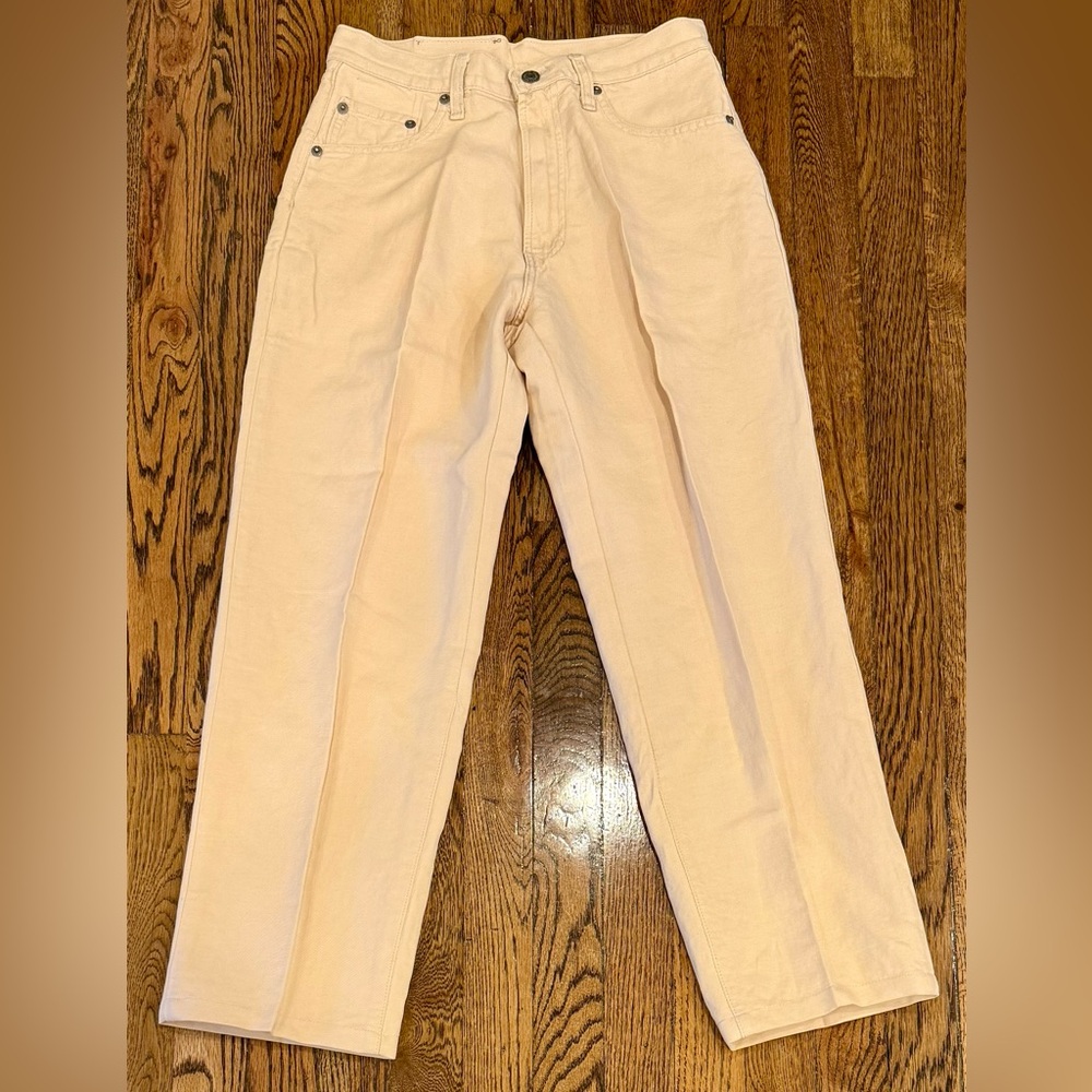 VTG Polo Ralph Lauren Linen Cotton 5-Pocket Denim Pants Beige USA Rare 28x26.5